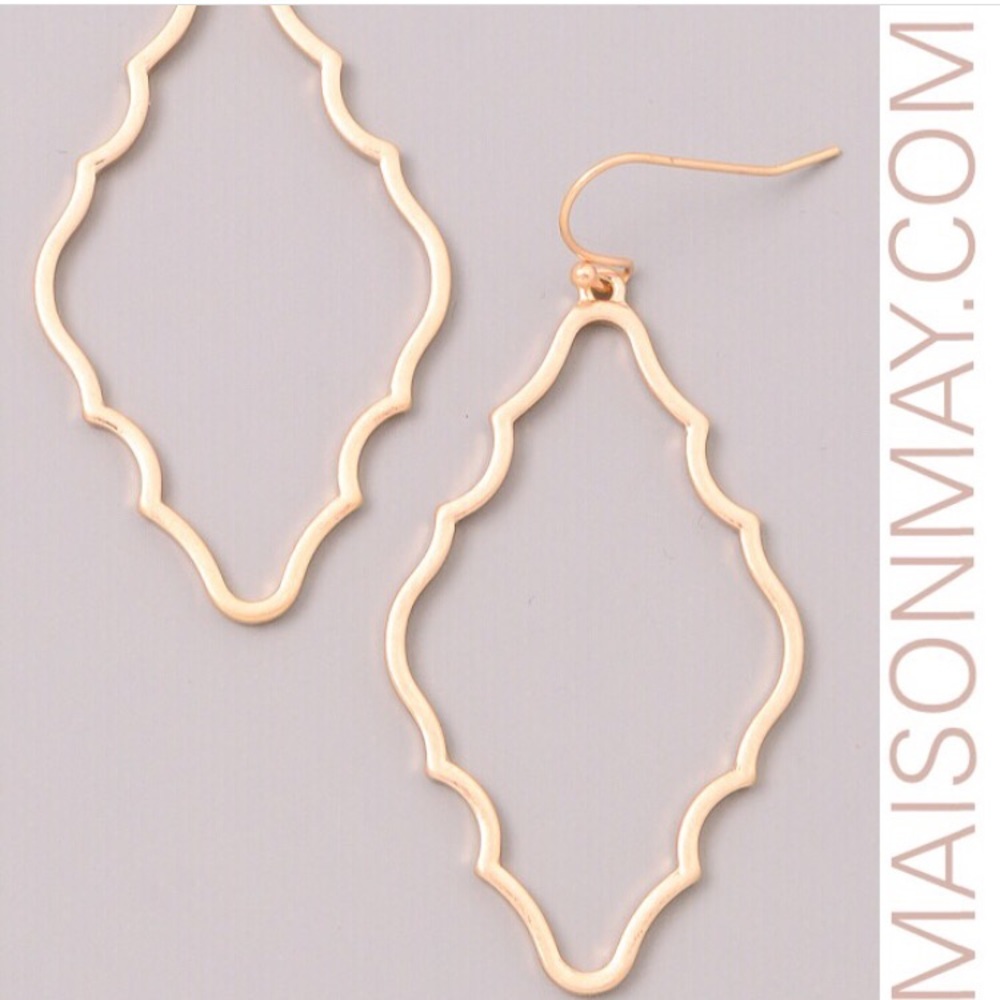 Gold frame dangle earrings